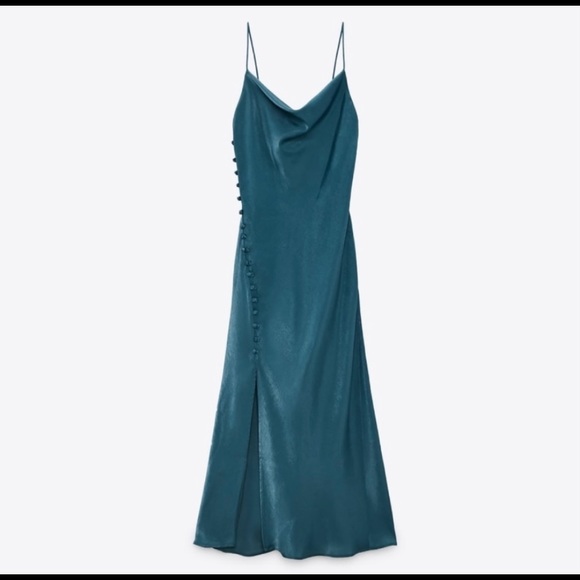 Zara Satin Lingerie Style Blue Dress - Picture 3 of 5